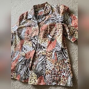 53. Gerry Weber Animal Print Button Down Shirt Blazer Blouse Size 10
